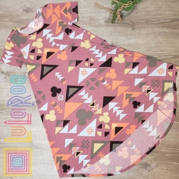 LuLaRoe Disney Collaboration XXS Carly Dress Multicolor Geometric Mickey Pattern - Picture 5 of 8